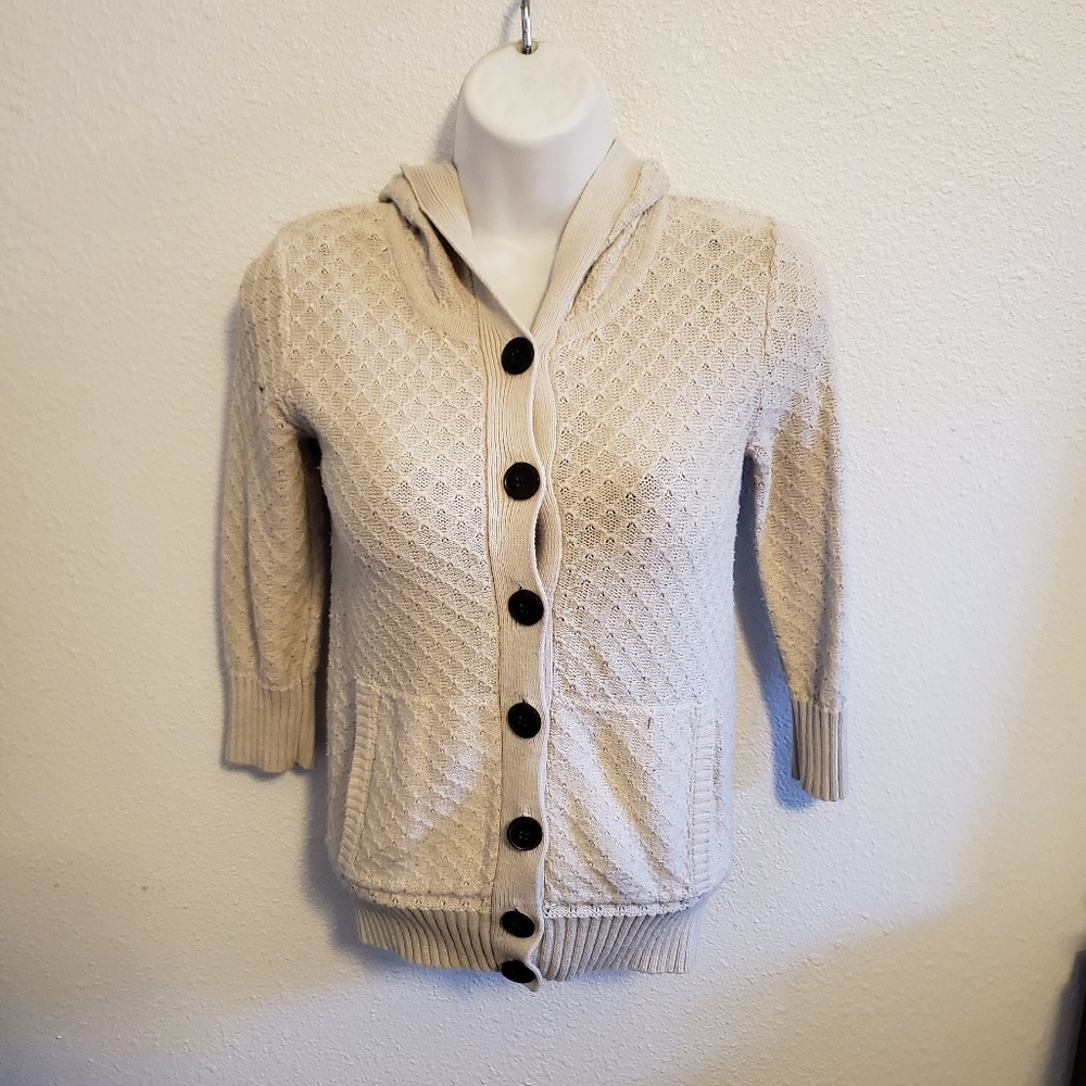 White button up knit sweater